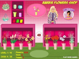 بازی فلش آنلاین فروشگاه گل باربی - Barbie Flowers Shop